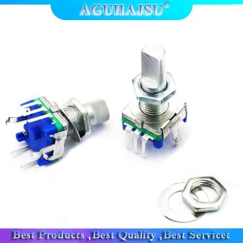 2PCS Half axis rotary encoder, handle length 15mm code switch/EC11/ digital potentiometer with switch 5Pin