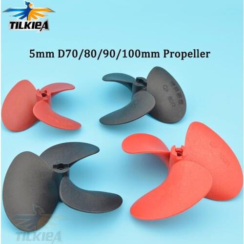 5mm High Strength RC Boat Propeller 3 Blades Positive / Reverse D70/80/90/100mm Screw Boat Propeller For Bait Boat 5mm Shaft