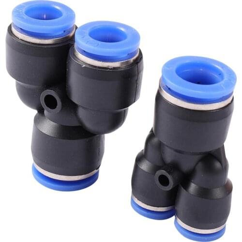 PW type 3 Way Port Y Shape Air Pneumatic Reducing Connector 4/6/8/10/12/16mm OD Hose Tube Push in Gas Plastic Pipe Fitting 4 Pcs