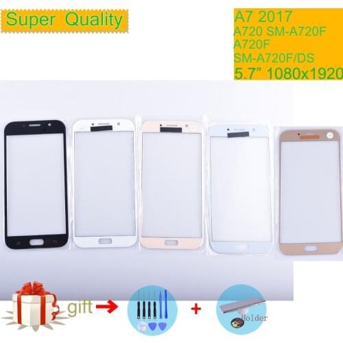 For Samsung Galaxy A7 2017 A720 A720F SM-A720F/DS SM-A720F Touch Screen Front Glass Panel TouchScreen Outer Glass Lens NO LCD