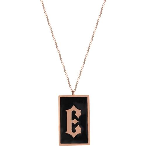 Silver, Black On Plate Letter Necklace-E, the most beautiful gift for Loved Ones options