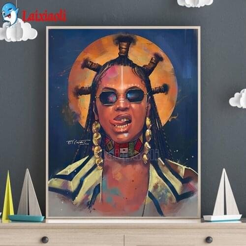 Graffiti Girl whith Earrings and Glasses Golden Diamond Painting Full Square Diamond Embroidery beauty Picture Mosaic Home Decor