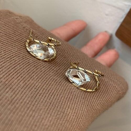 Korean Clear Stones Fashion Earrings For Women 2021 New Design Jewelry Delicate Simple Earings Wholesale