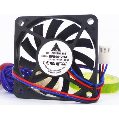 Detla Electronics EFB0612HA -6F36 Server Cooling Fan DC 12V 0.18A 60x60x10mm 3-wire