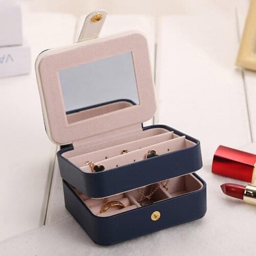 Jewelry Box With Mirror Jewelry Casket Portable Makeup Organizer Beauty Travel Box Bracele Necklace Holder Gift Packaging