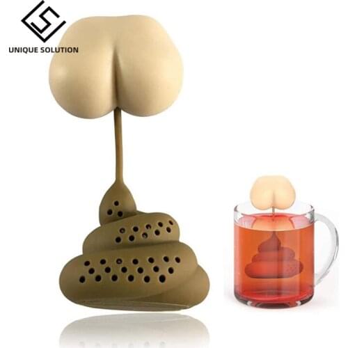 Silicone Tea Infuser Creative Fun Poop Shaped Funny Herbal Tea Bag Reusable Coffee Filter Diffuser Strainer Tea Accessories