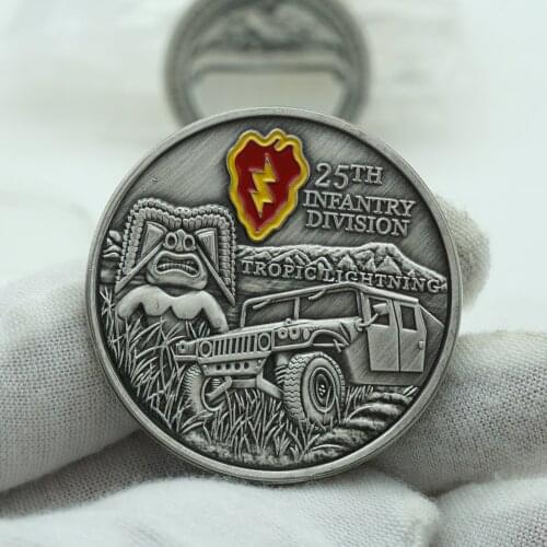 USA Military Tropic Lightning 25nd Infantry Division Challenge Souvenir Antique Silver Coin United States Army Collectible Gifts