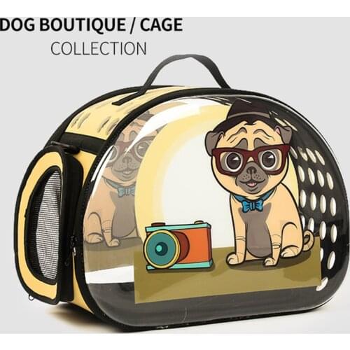 New Transparent Pet Messenger Bag Cat Dog Handbag Printing Cartoon Cute bag 42*28*32cm Ourdoor Carrier Pet Foldable backpack