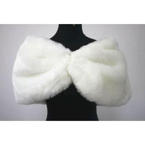 Wedding Shawl Winter Party Jacket White/Ivory Coat Faux Fur Shawls Bridal Bolero Wrap Cape Stole