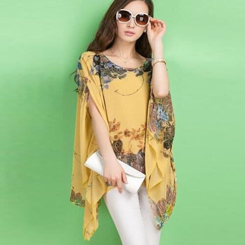 2016 Spring Flower Summer Women Blouses Fashion Casual Tops Loose Body Pleated Retro Printed Blusas summer women blouse 2016