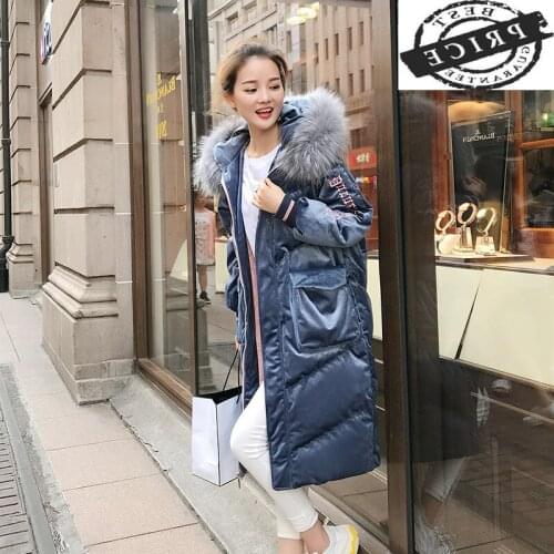 Winter Down Jacket Women 20% White Duck Down Coat Female Real Fur Hooded Warm Clothes Long Thick Warm Coat Jacket LWL11a6