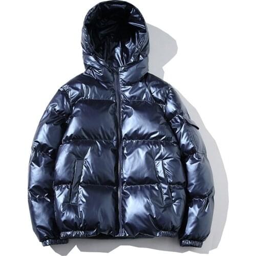 Winter Men Jacket Fashion Men Thermal Parkas Coats Man Thick Warm Outwear Windbreaker Hoodies Silver Bright Jackets 5XL