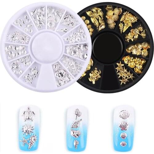 1Pcs Nails Accessories Metal Rivet Marine Series Star Shell Silver Rivet Disc Nail Art Jewelry