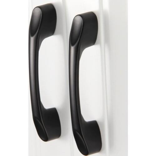 1PC 64/96/128mm Furniture Handles Black Cabinet Knobs and Handles Kitchen Cupboard Door Handles Wardrobe Knobs Drawer Pulls