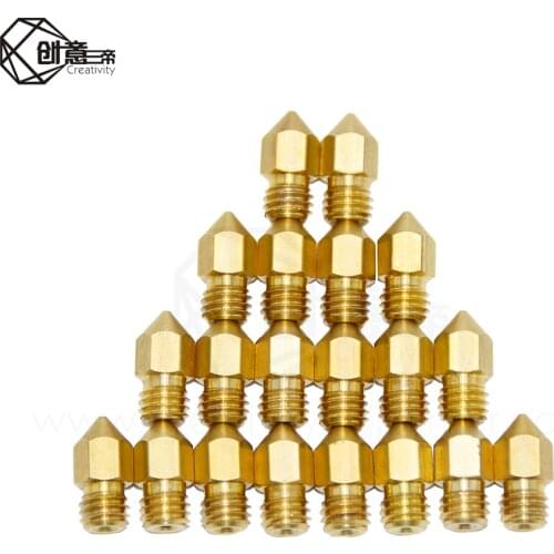 10pcs/lot Brass Nozzle 0.3/0.4/0.5/0.6/0.8/1.0mm/1.2MM option Extruder Print Head Nozzle 3D Printer part For 1.75MM