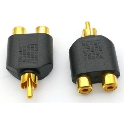 100pcs Gold Plated RCA Adapter Audio Y Splitter Plug 1 Male to 2 Female