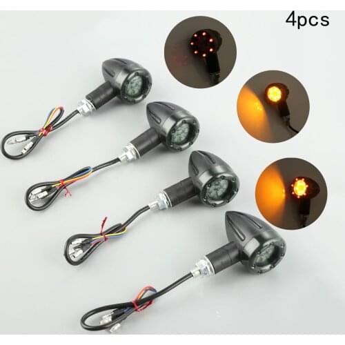 4Pc Universal Motorcycle Turn Signal Light 12V LED Super Bright Bulbs Light for Motorbike Off Road Indicator Turn Light 8MM Bolt