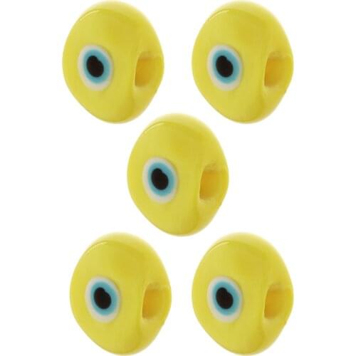 5 pcs Yellow Evil Eye Pendant Basement Bead