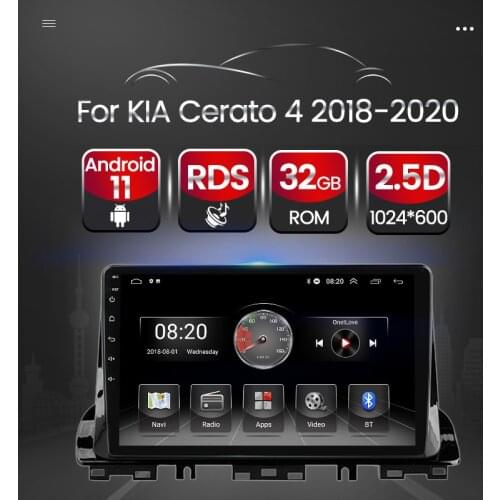 Android 11 2GB+32GB Car GPS Navigation Radio Player For Kia Cerato 4 2018 2019 2020 Steering Wheel Control Multimedia Carplay