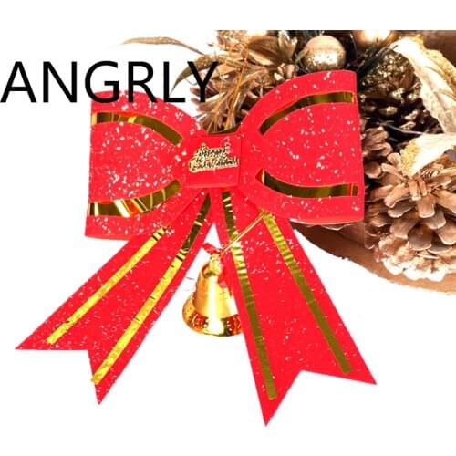 ANGRLY Hot Christmas Tree Ornaments Bow Tie Bell Wedding Decoration Christmas Gifts Party Supplies Christmas Decorations Party