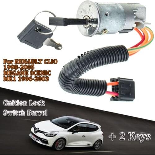 Car Start Switch Start Lock Cylinder 2 Key Ignition Lock Switch Barrel For RENAULT CLIO 1998-2005 MEGANE SCENIC MK1 1996-2003 77