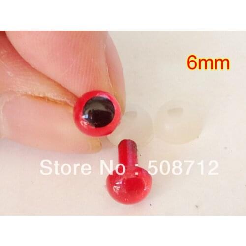 Free shipping!!!!DIY felt toy ------200pcs 6mm Red Plastic Safety Eyes With Safety back /Red pupil toy eyes
