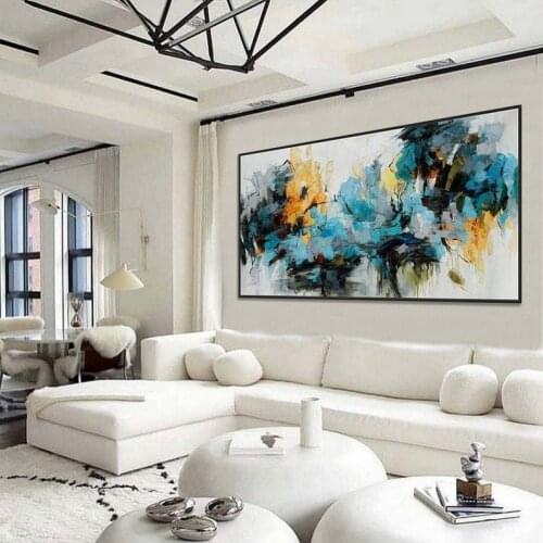 Large Abstract Painting Wall Art Hand Painted Oil Painting On Canvas Art Panoramic Wide Oversize Abstract Artwork Home Decor