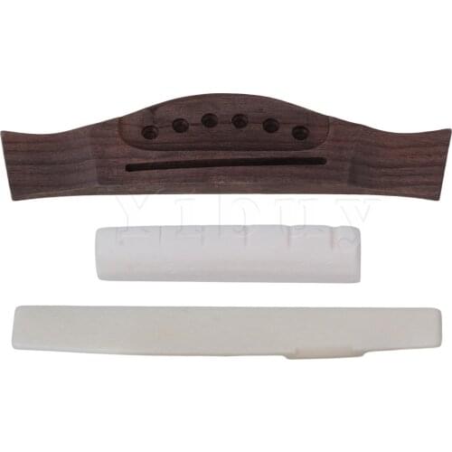 Black Guitar Bridge & White Bone Nut Saddle Replacement Parts for Guitar