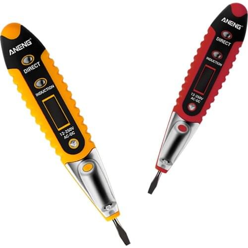 Digital Test Pencil AC DC 12-250V Tester Electrical LCD Display Voltage Detector Test Pen for Electrician Tools