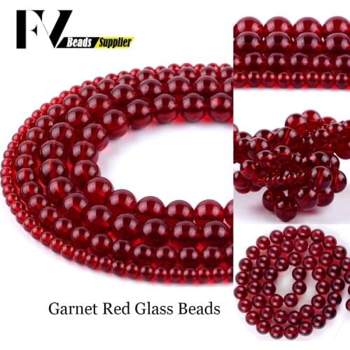 Smooth Garnet Red Glass Round Loose Beads for Jewelry Making 4mm-12mm Ball Beads Diy Women Bracelets Necklace Accessories 15"