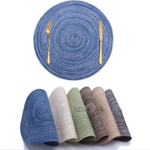 Cotton Yarn Placemat Fabric Woven Round Heat Insulation Pad Western Placemat Anti-scalding Coaster Bowl Pad Table Mat Pot Pad
