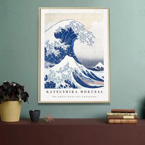 Hokusai The Great Wave Poster Katsushika Hokusai Exhibition Canvas Painting Print Picture Vintage Wall Bedroom Home Decoration