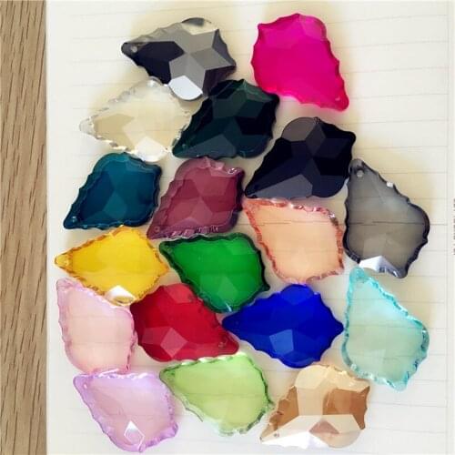 Mix Color 20pcs/lot 38mm Crystal Glass Chandelier Crystal Maple Leaf Crystal Hanging Pendants LED Lamp Parts Lampshade Part