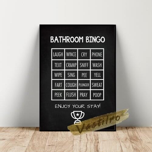 Bathroom Bingo Quote Modern Minimalist Print Art Poster Funny Quirky Home Decor Ideas Interior Design Decoration Wall Stickers