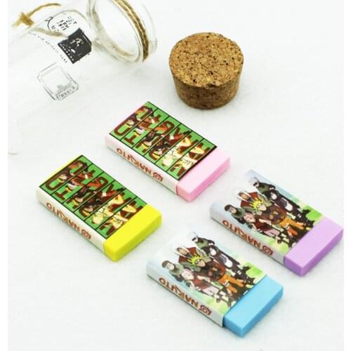 NARUTO Eraser Cartoon Animation Peripheral Stationery Supplies School Office Supplies 4-pack Birthday Christmas Gifts