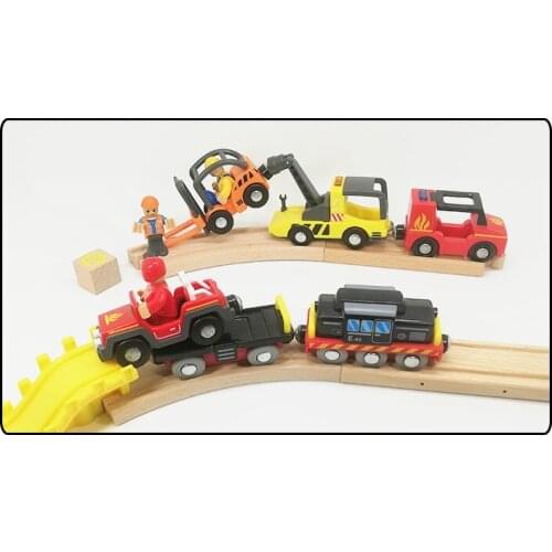 Luminescent straight track compatible wooden track car wooden small train building blocks accessories children toys