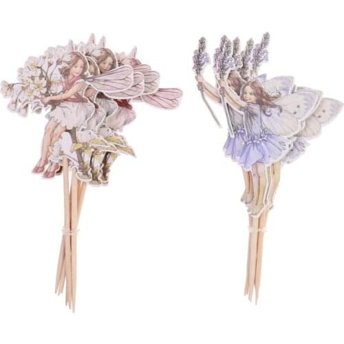 Lot Of 48pcs Paper Flower Fairy Cake Toppers Cupcake Pis Bridal Shower