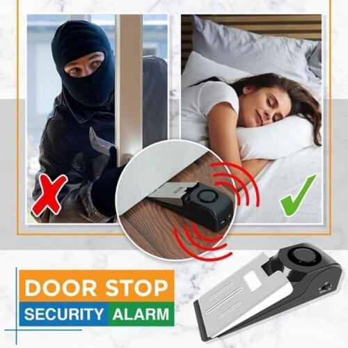 Door Stop Security Alarm Wedge Shaped Mini 120dB Door Stop Alarm for Home Hotel Alert Security Block Blocking System