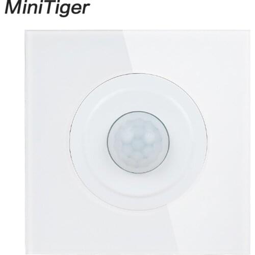 Minitiger New Arrival Crystal Tempered Glass Panel Human Body Motion Sensor Switch Wall Interruptor Power Light Conmutador