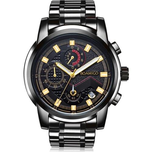 BOAMIGO Brand Sports Quartz Watch Men Stainless Steel Strap Watch Variety Colors Fashion Popular Relogio Masculino