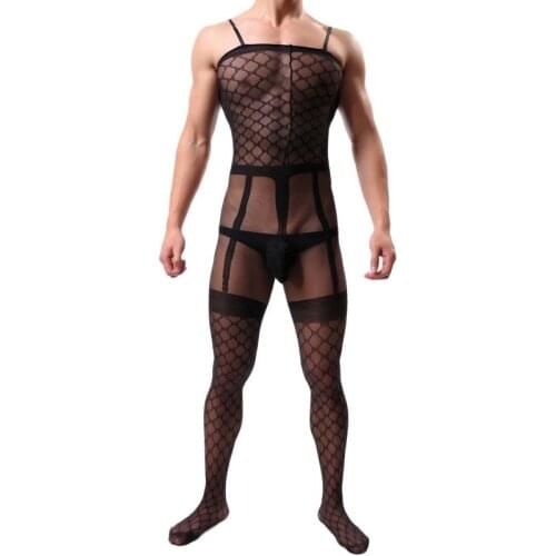 Adult Male Bodystocking Lingerie Transsexuals Transvestite Bodysuit Hot Male Cross Dresser Nylon Fetish Garter Belt Muscle Man