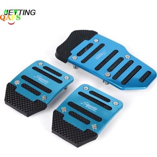 New 3pcs Aluminium Alloy Foot Treadle Cover Pad Car Auto Vehicle Non-slip Pedal Blue Car Accessories