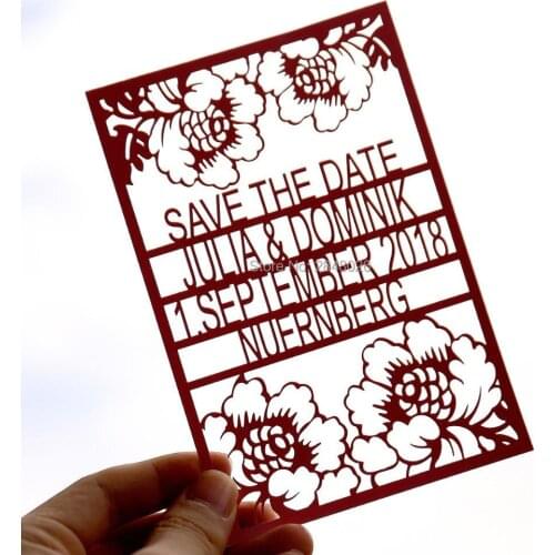 Personalized flower save the date, laser cut wedding save the date cards,wedding invitation cards