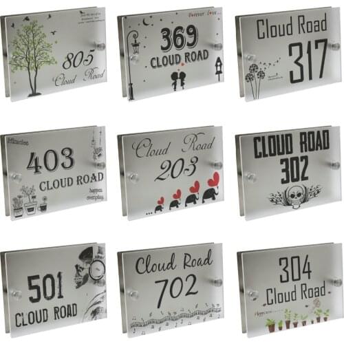 Personalized Modern House Number Door Sign Plaque Street Acrylic Matte Glass TOP
