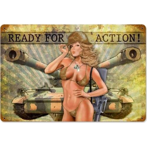 Sexy Pin Up Girl Tin Sign Metal Poster Cafe Bar Pub Tin Sign Plaque Retro Haircut and Shave Beard Iron Plates