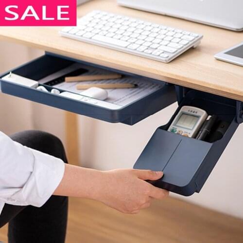 2pcs Self-adhesive Pencil Tray Desk Table Storage Drawer Organizer Box Under Desk Stand Under-drawer Storage Drawers