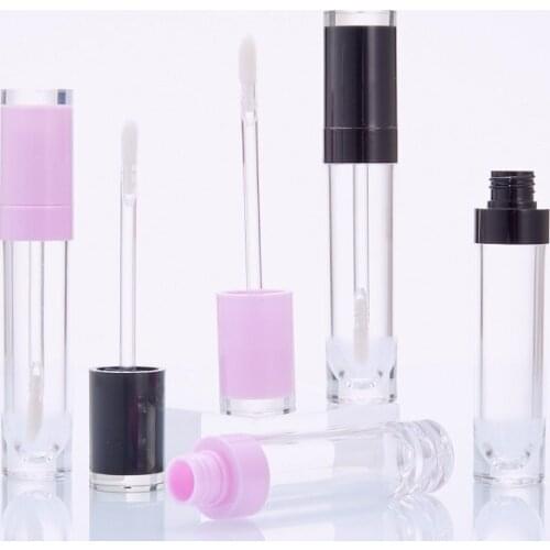 Empty Lip Gloss Tubes Round 8ML Clear Lipgloss Tube Purple Black Lid Lip Gloss Containers Cosmetic Lipgloss Bottle 100pcs