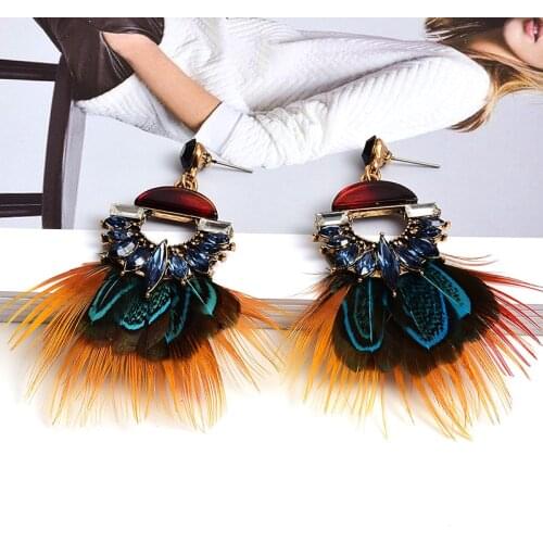 New Arrival Luxury Crystal Drop Earrings High-Quality Vintage Handmade Feather Earring Jewelry Wholesale Accessories For Women