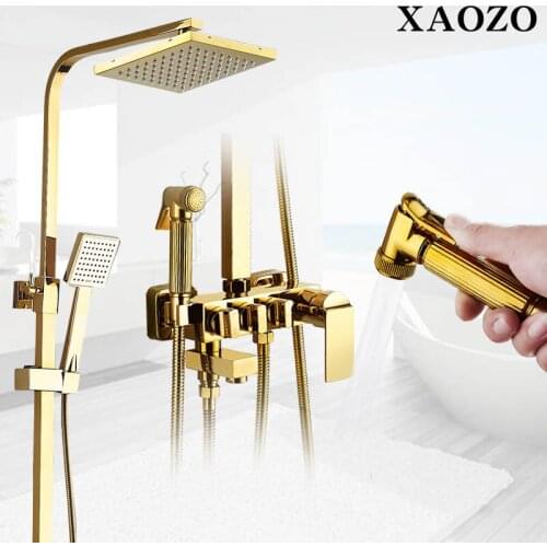 SPA Bathroom Shower Set gold Imitation gold surface Shower Rain Shower Head Bath Shower Mixer with Hand Shower Faucet Rainfall