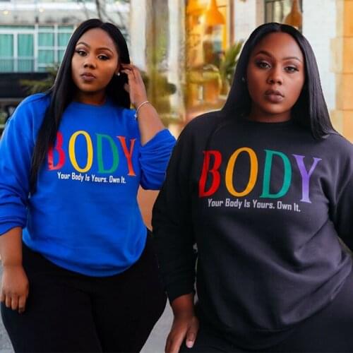 ZKYZWX Letter Print Sweatshirts Long Sleeve Women Fall Clothes Casual Streetwear Outfits Loose Plus Size Aesthetic Oversized Top